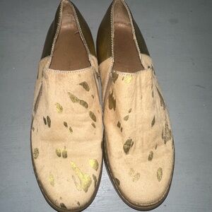 Free People Gold and Tan Slip-On Sneakers